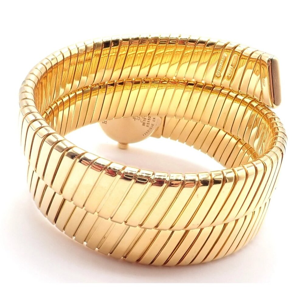 Authentic! Bulgari 18k Yellow Gold Tubogas Serpent Snake Bracelet Watch - Picture 6 of 12